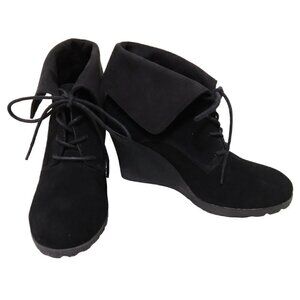 Mia | Leather Suede Platform Wedge Lace Up Bootie | Size 8.5